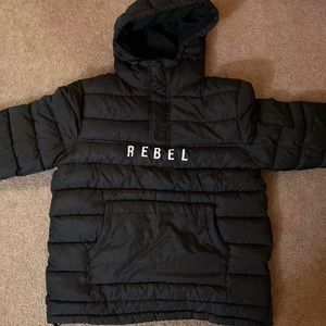 Rebel Minds Black  Anorak Padded Hoodie Jacket